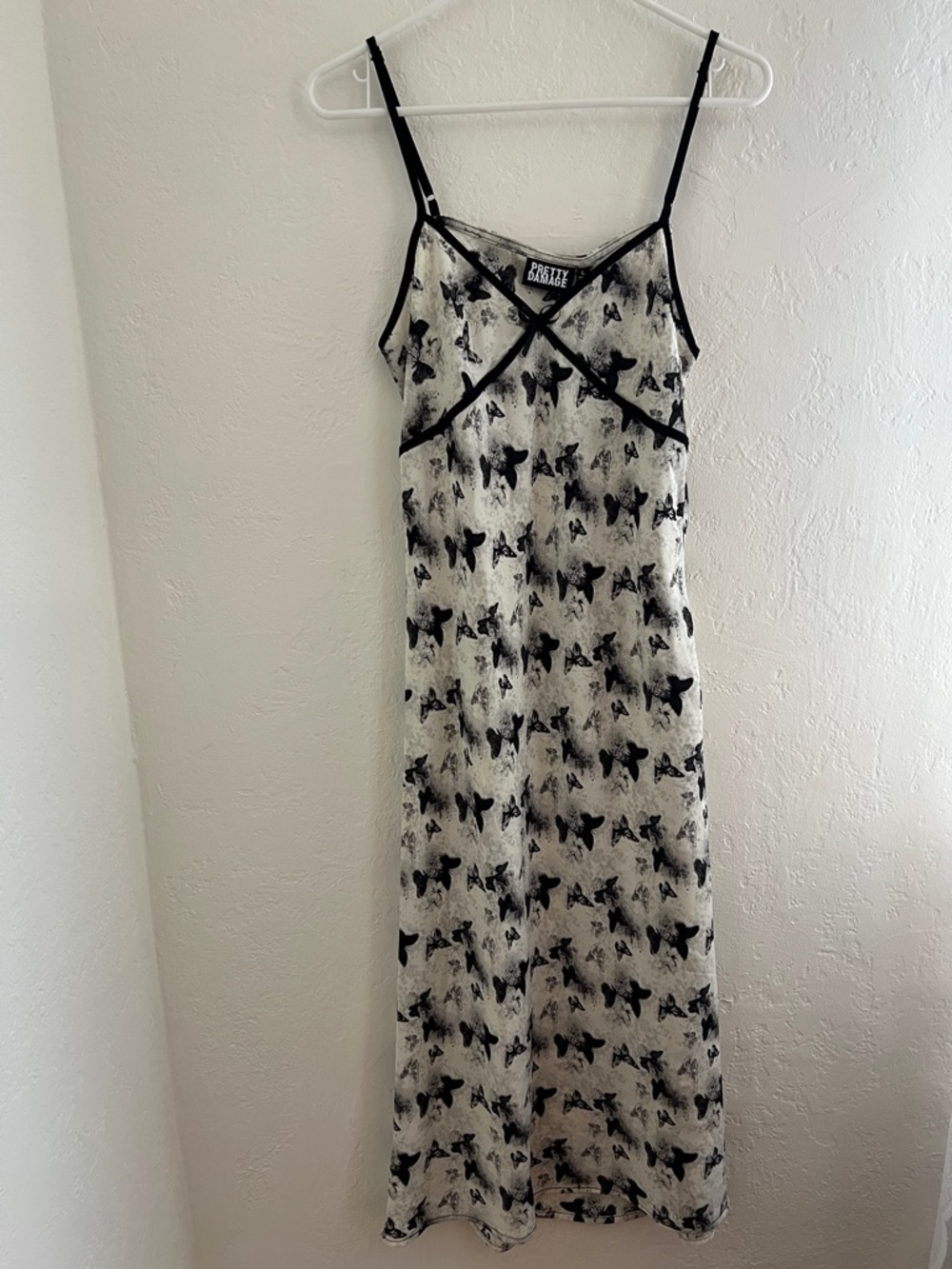NWT Pretty Damage Black & White Butterfly Slip Dress Large